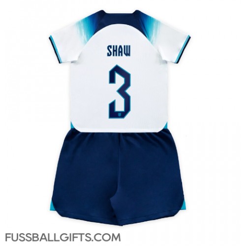 England Luke Shaw #3 Fußballbekleidung Heimtrikot Kinder WM 2022 Kurzarm (+ kurze hosen)